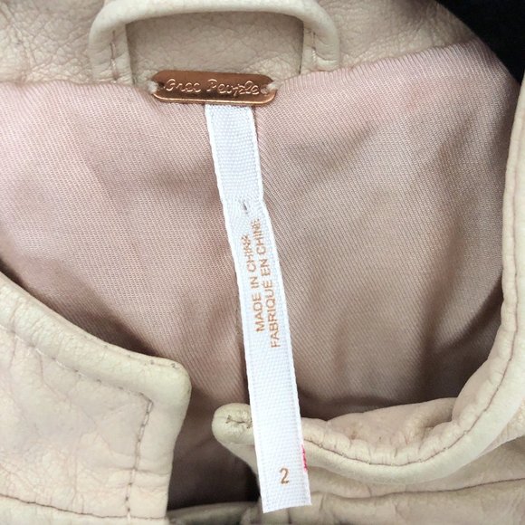 NWT Free People Solid Light Pink Full Zip Long Sleeve Moto Jacket 2 - Picture 3 of 7